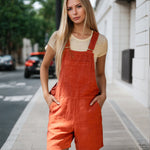Nadorine Women's Bib-Style Side Pocket Overalls Jumpsuit