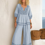 Nadorine Boho Embroidered Cotton 2-Piece Set