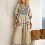 Nadorine Boho Embroidered Cotton 2-Piece Set