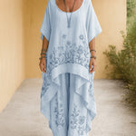 Nadorine Chic Bohemian Floral Embroidered Cotton Set