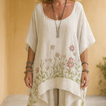 Nadorine Chic Bohemian Floral Embroidered Cotton Set