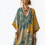 Ethnic Print V-Neck Flowy Dress