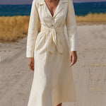 Nadorine Women's Chic 100% Cotton A-Line Shirt Dress