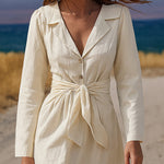 Nadorine Women's Chic 100% Cotton A-Line Shirt Dress