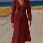 Nadorine Women's Chic 100% Cotton A-Line Shirt Dress