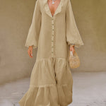 Nadorine Women's Breezy Flared Sleeve Cotton Maxi Dress