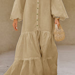 Nadorine Women's Breezy Flared Sleeve Cotton Maxi Dress