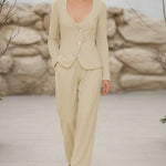 Luxury Slant Placket Wide Collar Cardigan Set