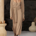 Nadorine Women's Boho Breezy Strapless Dress and Cardigan Set