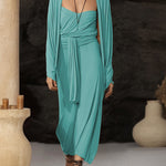 Nadorine Women's Boho Breezy Strapless Dress and Cardigan Set
