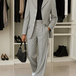 Versatile Side Stripe Blazer Pants Set