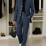 Versatile Side Stripe Blazer Pants Set