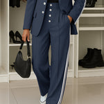 Versatile Side Stripe Blazer Pants Set