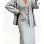 Nadorine Women's Business Luxury Vest Blazer Skirt 3-Piece Set