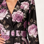 Luxury Rose Print Business Blazer Dress