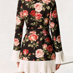 Luxury Rose Print Business Blazer Dress