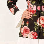 Luxury Rose Print Business Blazer Dress