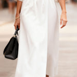Elegant Puff Sleeve 100% Cotton Midi Dress
