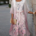 Nadorine Women's Casual Floral Printed 2-Piece Dress Set