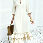 Nadorine Women's Boho Tiered Ruffle Maxi Dress