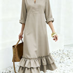 Nadorine Women's Boho Tiered Ruffle Maxi Dress