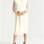 Elegant Sheer Sleeve Chiffon Dress