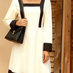 Nadorine Women's Chic Square Neck Color Block Maxi Dress