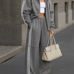 Nadorine Casual Chic Side Stripe Tracksuit Set