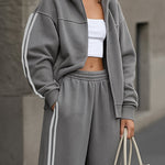 Nadorine Casual Chic Side Stripe Tracksuit Set