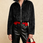 Nadorine Comfort Fuzzy Stand Collar Cropped Jacket