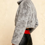 Nadorine Comfort Fuzzy Stand Collar Cropped Jacket