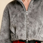Nadorine Comfort Fuzzy Stand Collar Cropped Jacket