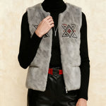 Modern Cozy Tribal Embroidered Fuzzy Vest