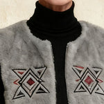 Modern Cozy Tribal Embroidered Fuzzy Vest