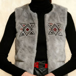 Modern Cozy Tribal Embroidered Fuzzy Vest