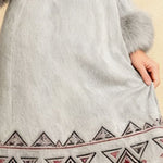 Retro Chic Plush Trim Suede Dress