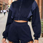 Nadorine Athleisure Cropped Jacket Shorts Set
