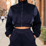 Nadorine Athleisure Cropped Jacket Shorts Set