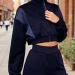 Nadorine Athleisure Cropped Jacket Shorts Set