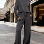 Nadorine Casual Stand Collar Sweatshirt Pants Set