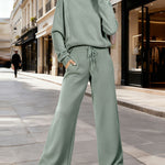 Nadorine Casual Stand Collar Sweatshirt Pants Set