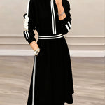 Nadorine Women's Athleisure Contrast Stripe Sweatshirt Skirt Set