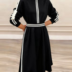 Nadorine Women's Athleisure Contrast Stripe Sweatshirt Skirt Set