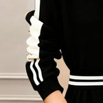 Nadorine Women's Athleisure Contrast Stripe Sweatshirt Skirt Set