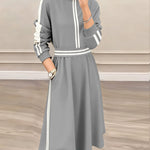 Nadorine Women's Athleisure Contrast Stripe Sweatshirt Skirt Set