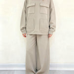 Utility-Inspired Loose Fit Sweatshirt Set