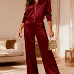 Luxe Satin Zip-Up Tracksuit Set