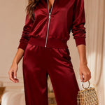 Luxe Satin Zip-Up Tracksuit Set