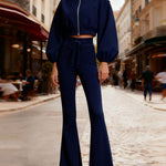 Urban Active Crop Jacket Flare Pants Set