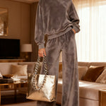 Nadorine Cozy Velour Sweatshirt Pants Set